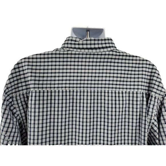 Wrangler Jeans Co Shirt Mens Large Button Down Blue White Plaid Cool Cotton - Picture 5 of 12